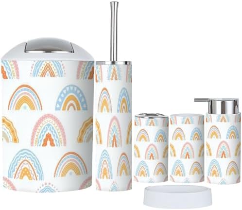 6 Piece Bathroom Decor Set Rustic Rainbow Accessories