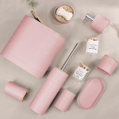 IMAVO 11Pcs Pink Bathroom Accessory Set