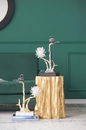Aluminum Candle Holder with Marble Base Nature-Inspired Bird Figurine
