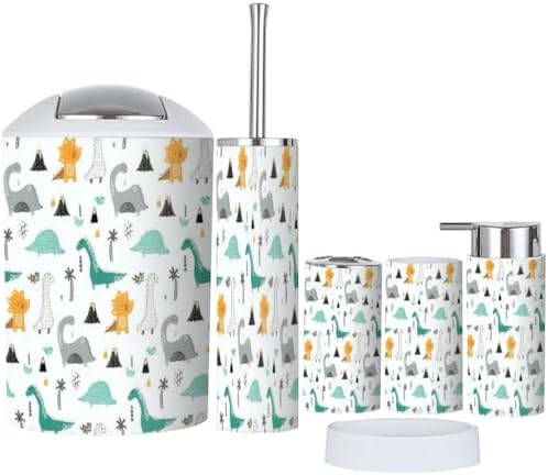 6 Piece Dinosaur Bathroom Accessory Set