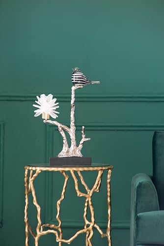 Aluminum Candle Holder with Marble Base Nature-Inspired Bird Figurine