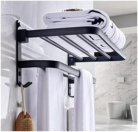 Space-Saving Towel Rail Black Oil Brushed Aluminum Alloy Towel Rack