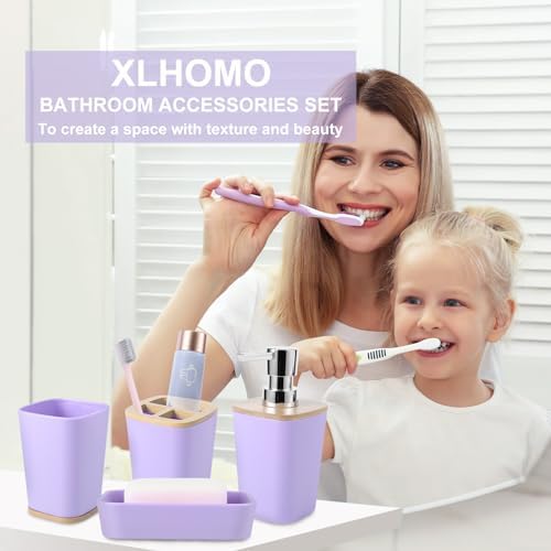XLHOMO Purple Bathroom Accessories Set 9 pcs