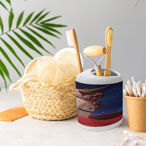 Ambesonne Taurus astrology soap dispenser toothbrush holder set