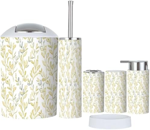 XNGJEMVWXO 6-Piece set for Bathroom with Golden Pattern