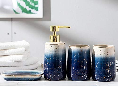 Gradient Blue Ceramic Bathroom Accessory Set for Home