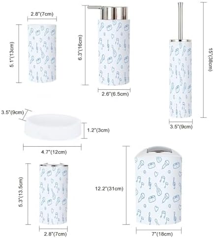 Bathroom Accessory Set 6 Piece Music Seamless Pattern