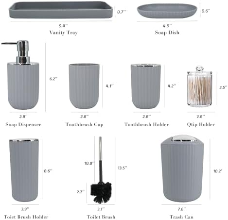 Grey Bathroom Accessories Set