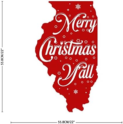 Merry Christmas Yall Illinois Wall Sticker 22in