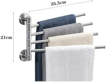 Sturdy Space-Saving Bathroom Towel Rack with 4 Towel Rods and Swivel Arms