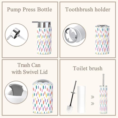 6 Piece Abstract Colorful Bathroom Accessories Set
