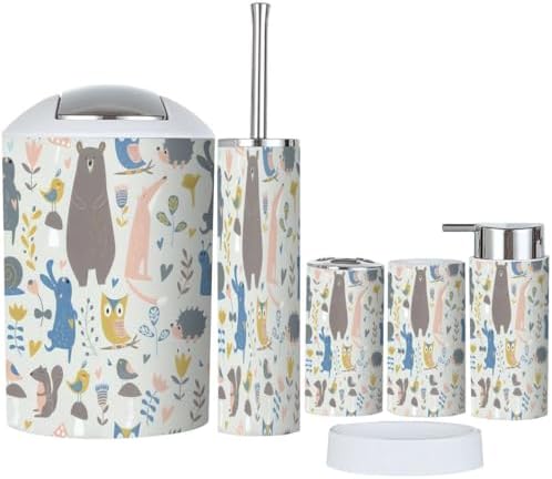 Seamless Forest Bathroom Accessories 6 Pcs