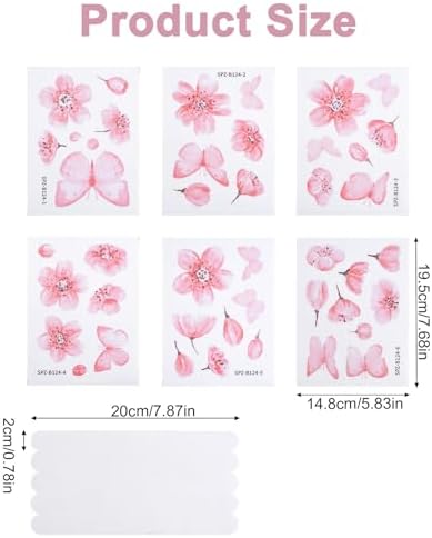 Non Slip Bathtub Stickers 6PCS Pink Butterfly Anti-Slip Decals with Scraper