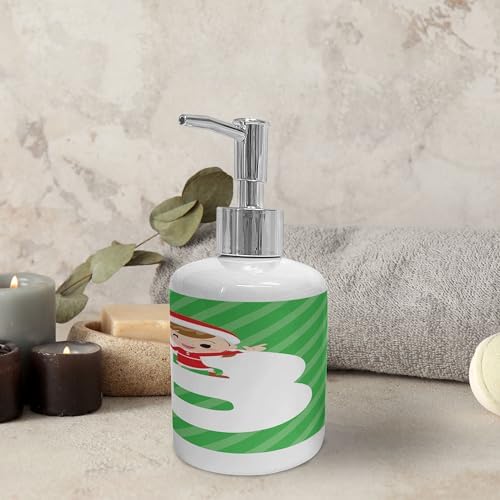 Ambesonne Christmas Alphabet Soap Dispenser and Toothbrush Holder Set