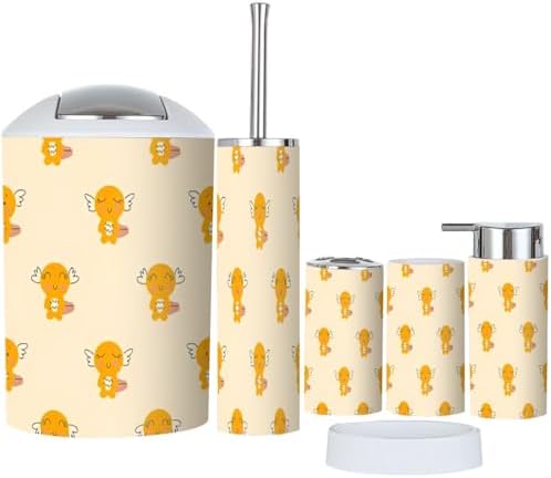 Bathroom Accessory Set 6 Piece XNGJEMVWXO Cute Axolotls Pattern