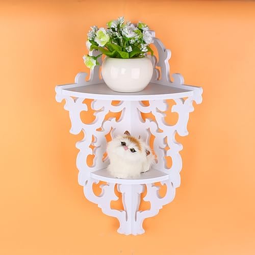 White Carved Corner Storage Rack
