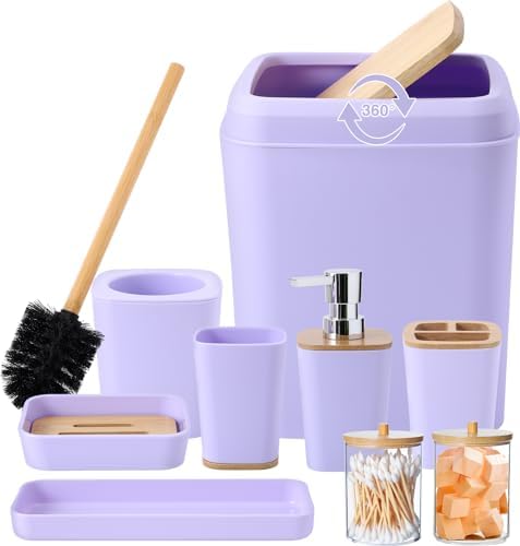XLHOMO Purple Bathroom Accessories Set 9 pcs