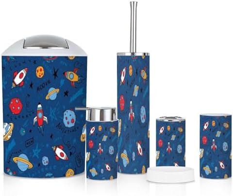 Cartoon Space Bathroom Accessories Set 6 Piece