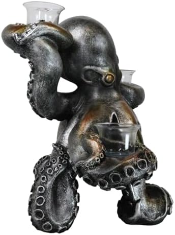 Ebros Rustic Holiday Octopus Candle Holder Statue 125 H