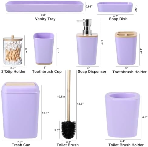 XLHOMO Purple Bathroom Accessories Set 9 pcs