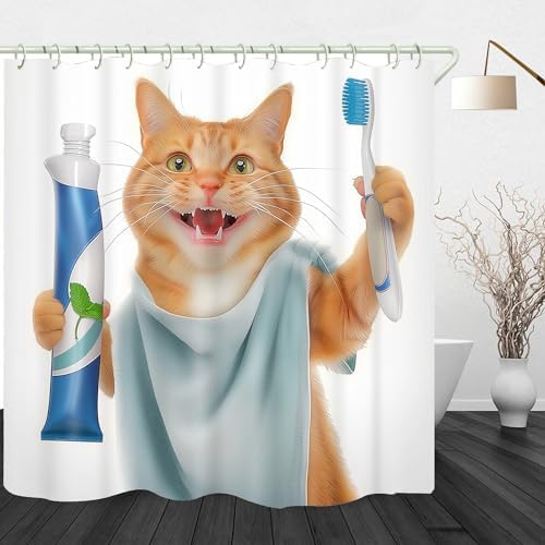 Vanzev Tabby Cat Shower Curtain Perfect Kids Fun