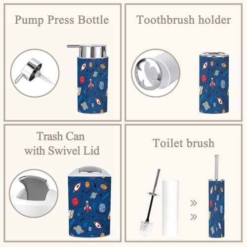 Cartoon Space Bathroom Accessories Set 6 Piece