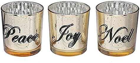 Glass Tealight Holders Set of 3 Joy Noel Peace