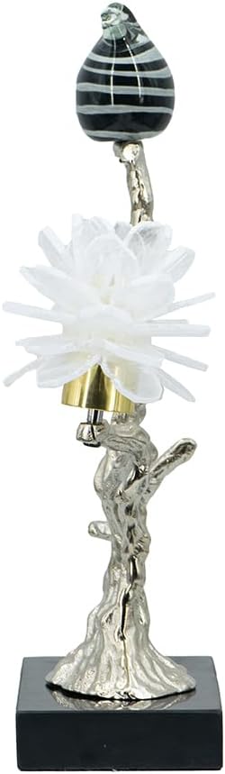 Aluminum Candle Holder with Marble Base Nature-Inspired Bird Figurine