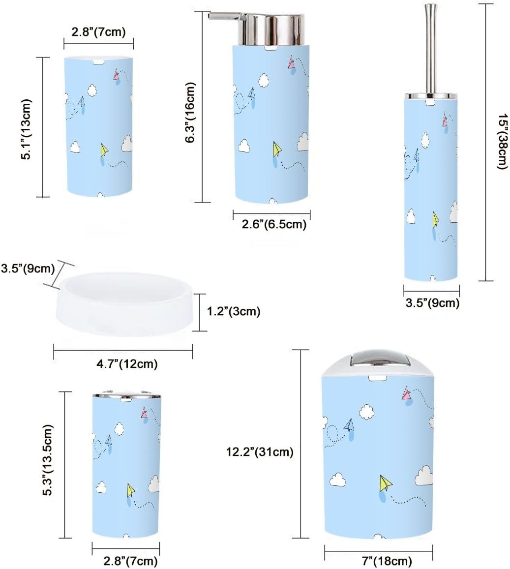 6 Piece Bathroom Accessory Set with Trash Can
