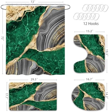 Elegance 4-Piece Marble Shower Curtain Set