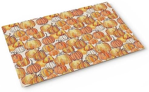 Thanksgiving Orange Pumpkin Welcome Mat Non Slip Absorbent Entryway Rug