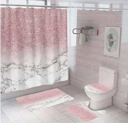 4-Piece Pink Bathroom Shower Set with Waterproof
