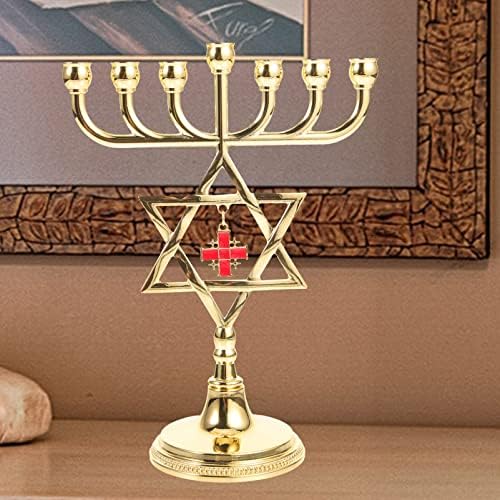EXCEART 7-Branch Metal Candlestick Holder for Chanukah