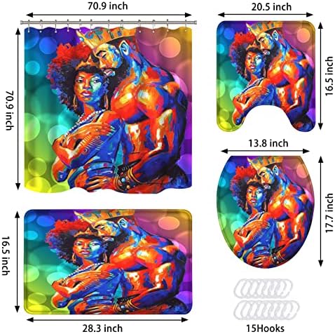 African American Shower Curtain Set 4PCS