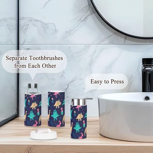 Dinosaur Bathroom Accessories Set 6 Pcs Modern Decor