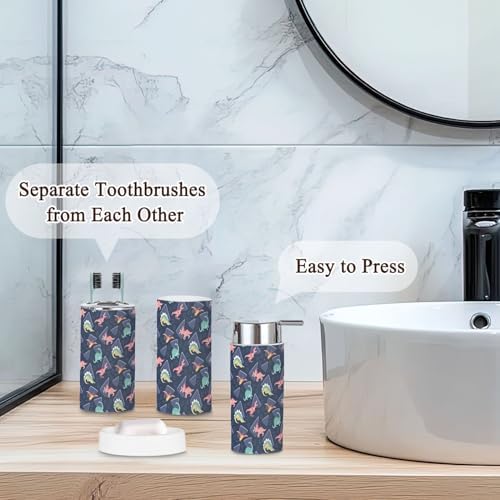 Cute Kids Dinosaur Pattern Bathroom Accessories Set 6 Pcs
