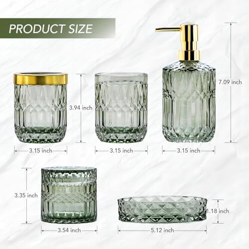 Stylish Glass Bathroom Set 5 Pcs for Home or Gift