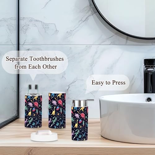 Bathroom Set 6-Piece Boho Astronaut Dinosaur Bathroom Set