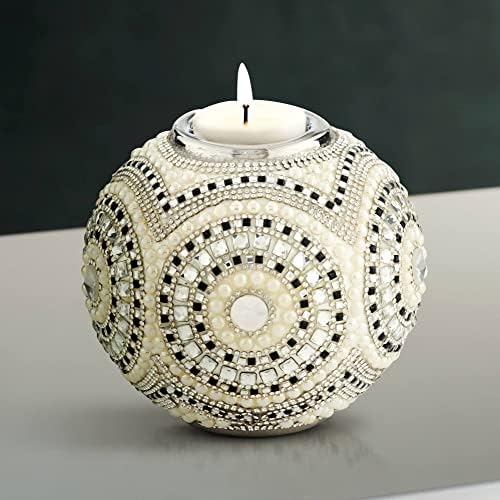 Beaded Silver Plated Tea Light Candle Holder 4 34