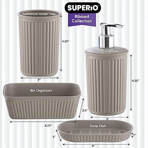 Elegant Taupe Bath Organizer Set with 4 Essential Pieces
