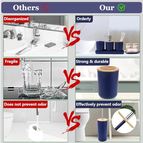Navy Blue Bathroom Accessory Set
