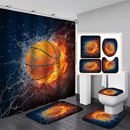 MOUMOUHOME Basketball Shower Curtain Set with 12 Hooks