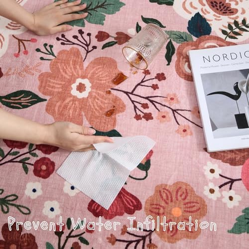 Washable 4x6 Boho Non-Slip Soft Area Rug Pink Living Room