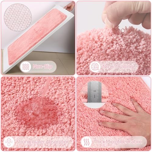 Bathroom Set - Pink Bathroom Accessories Set with Shower Curtain and Rugs