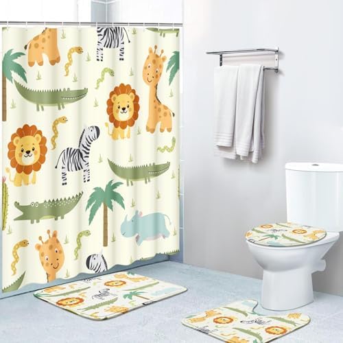 Britimes 4 Piece Bathroom Set with Non-Slip Rugs