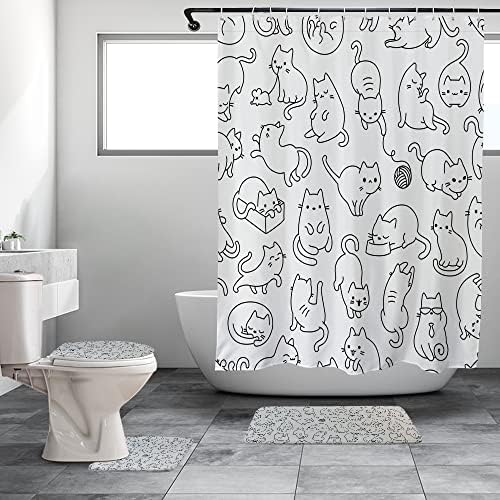 ICOSAMRO Cat-Themed Bathroom Set