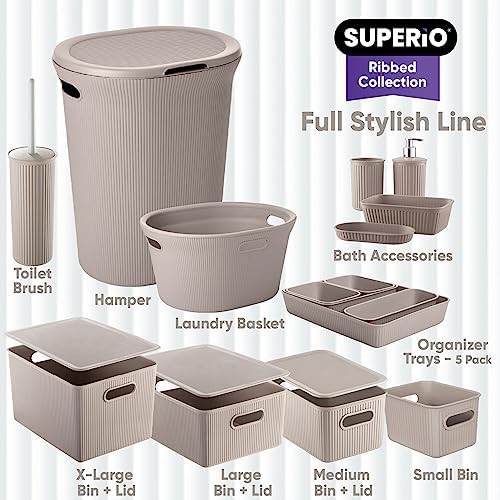 Elegant Taupe Bath Organizer Set with 4 Essential Pieces