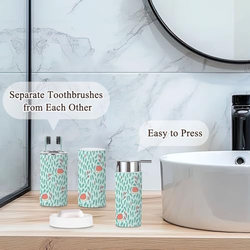 Seamless Hedgehog Floral Elements 6-Piece Bath Set