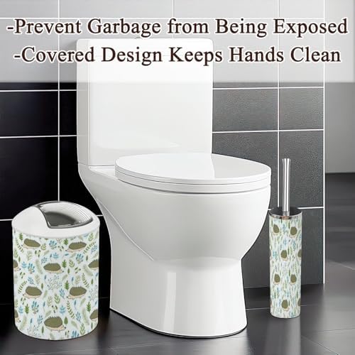 Bathroom Accessories Set 6 Pieces Cute Hedgehogs Floral Design