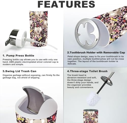 6 Piece Bathroom Accessory Set with Funny Animal Design
